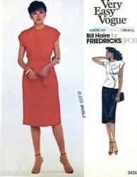 2435  VOGUE BILL HAIRE 2 BREASTED SS TOP, BELT, SLIM SKIRT PATTERN 8;10,12,14 CHOICE